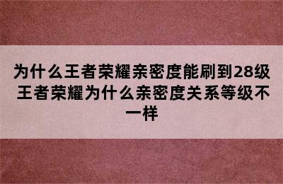 为什么王者荣耀亲密度能刷到28级 王者荣耀为什么亲密度关系等级不一样